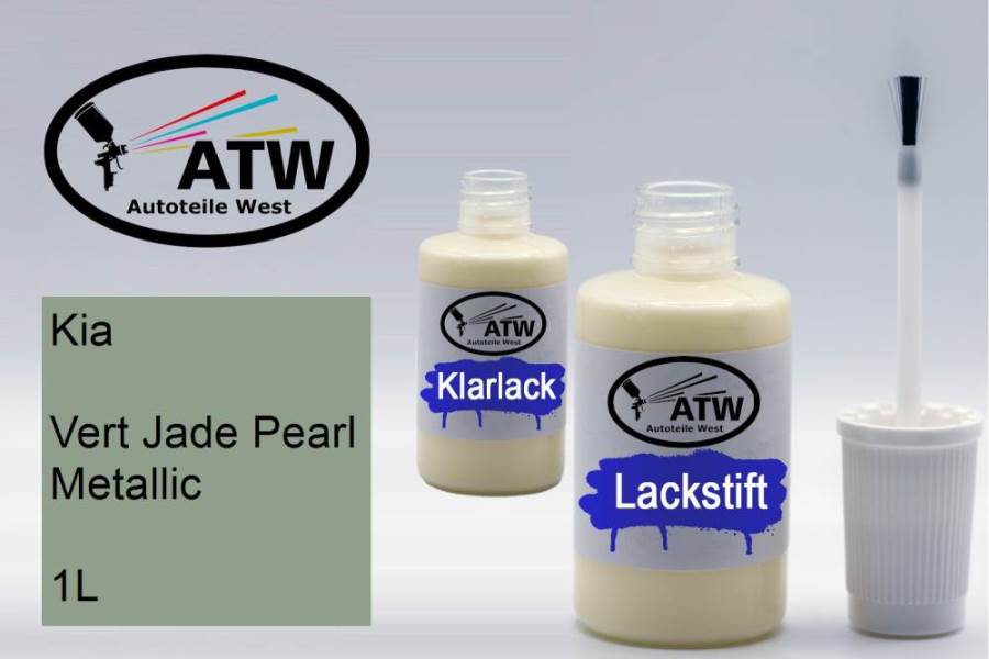 Kia, Vert Jade Pearl Metallic, 1L: 20ml Lackstift + 20ml Klarlack - Set, von ATW Autoteile West.